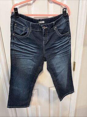 Womens Dark Wash Denim Capri Jeans
